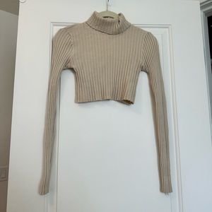 SHEIN Long Sleeve Turtleneck Cropped Top